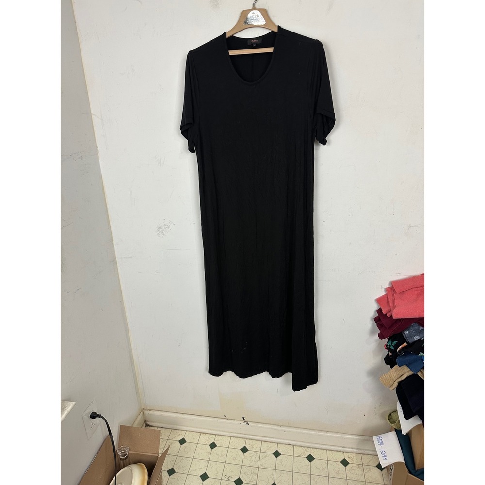 Quince Bamboo Jersey Maternity & Nursing T-Shirt Dress Black V-Neck L LB44294 - Picture 2 of 10